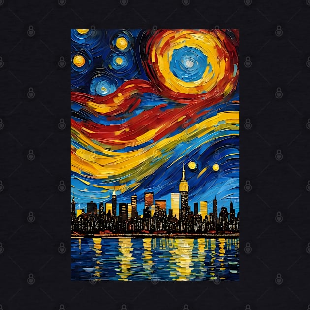 Newyork City skyline in Starry night style by Spaceboyishere